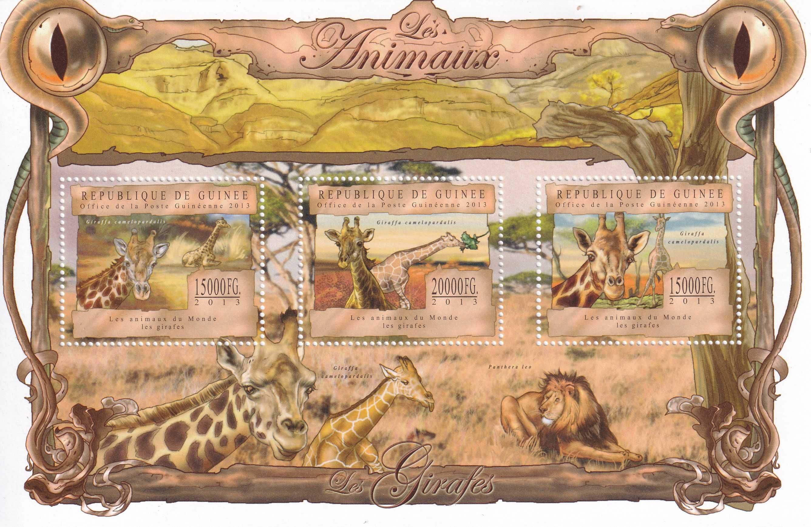Gwinea 2013 cena 5,90 zł kat.10€ (2) - żyrafy, arkusz