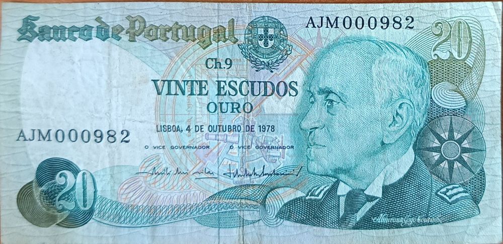 Notas antigas de 20 escudos