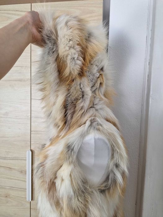 Damska Kamizelka Futerkowa Z Kapturem Beżowa Luka-Pelli (S) 100% skóra