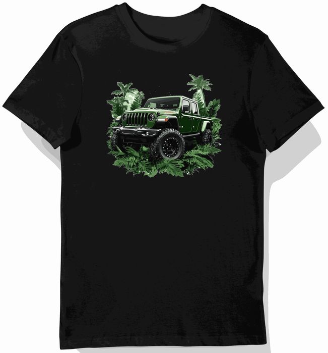 Koszulka męska czarna z grafiką terenowego potwora w zieleni XL