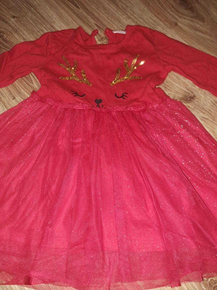 Sukieneczka świąteczna z reniferkiem, tiulowa spódniczka z połyskującą