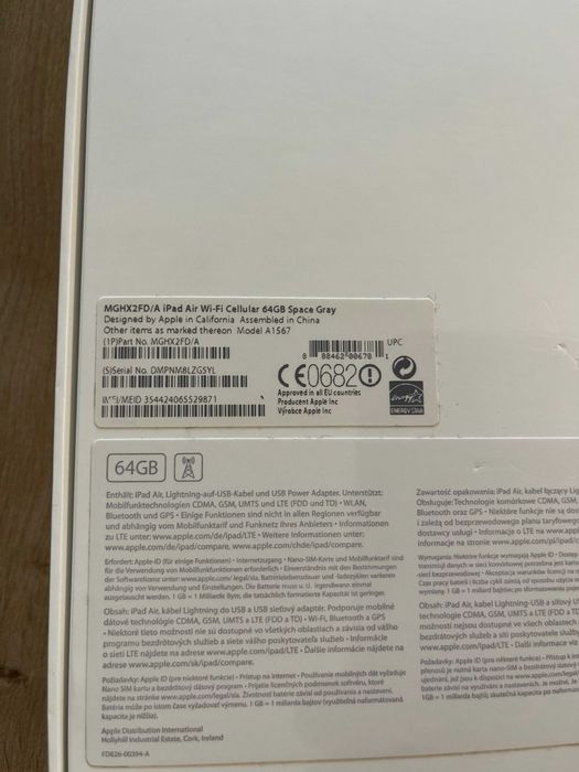 Tablet ipad air 2 64 GB + cellular space grey (A1567) - stan bdb
