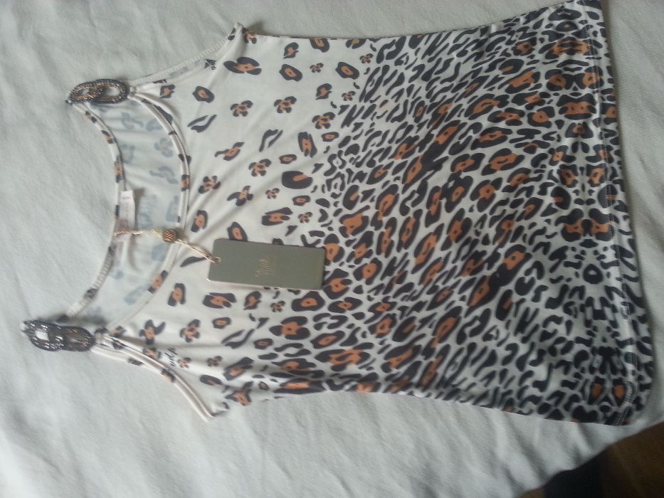 Bluzka o egzotycznym deseniu (panterka), rozm. 36/38, włoska