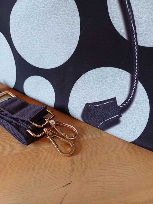 Torba shopper w białe kropki , pasek duża pojemność
