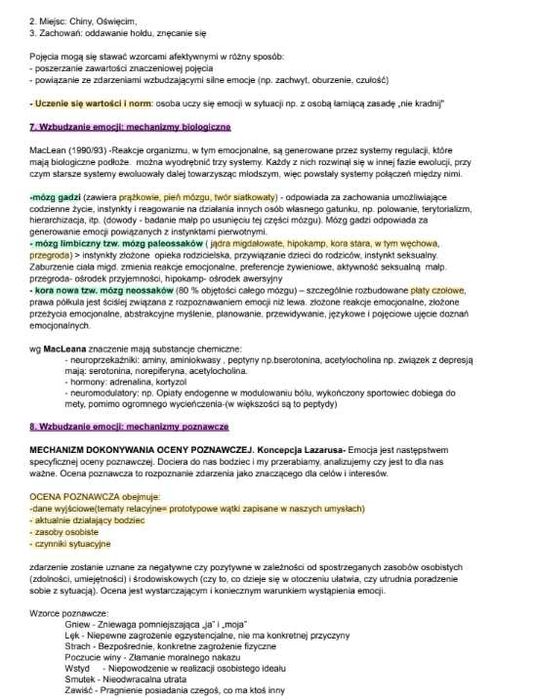 Notatki i skrypty z psychologii 1-3 rok studia materiały do nauki