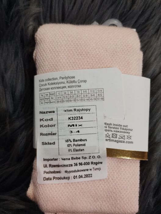 Bambusowe rajstopy dla dziewczynki