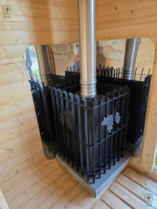 Sauna ogrodowa beczka QUADRO 180cm z piecem i oświetleniem