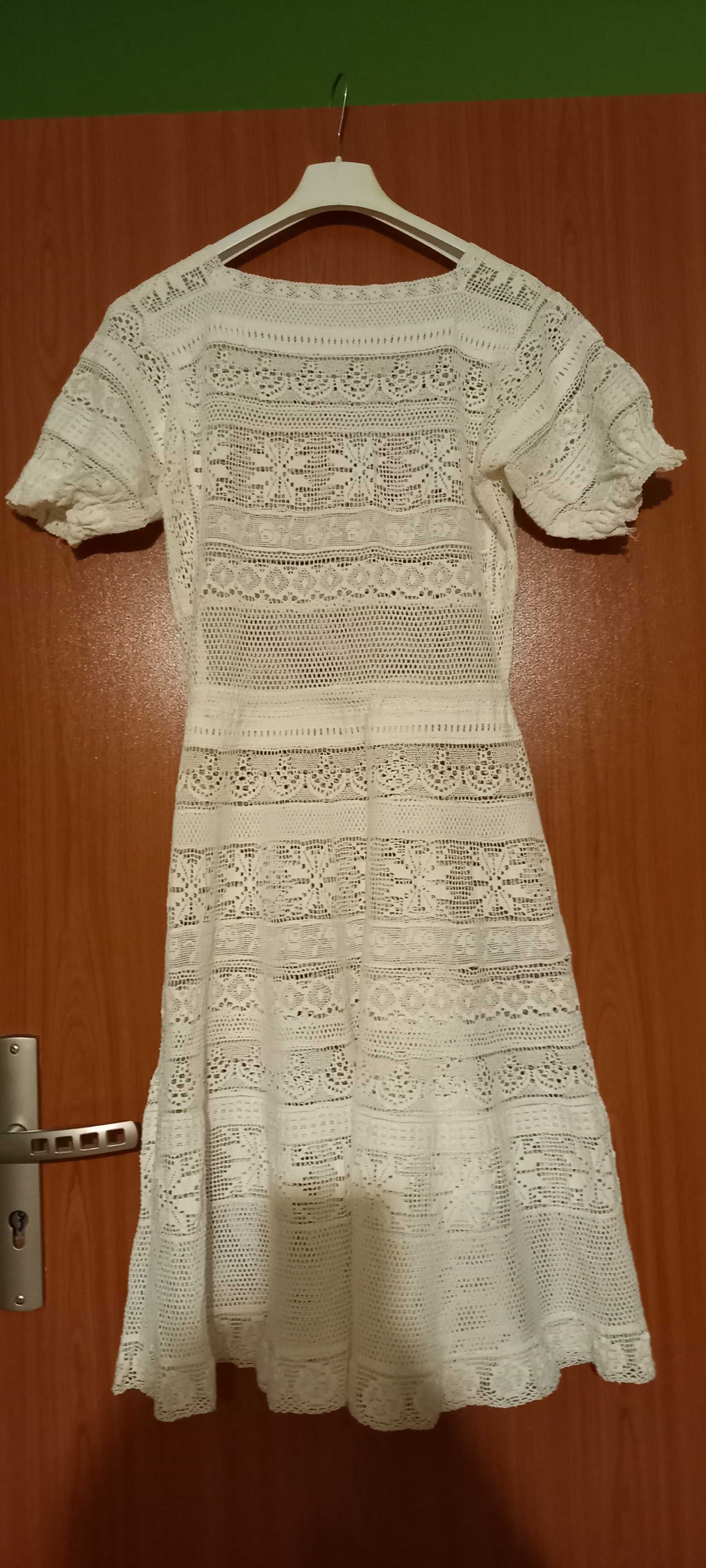 Biała koronkowa sukienka damska 34 XS