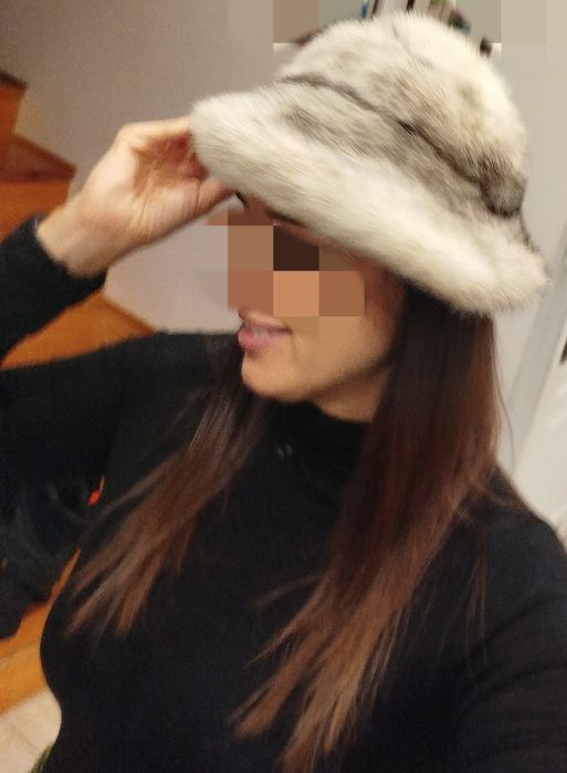 Kapelusik kapelusz czapka zimowa futro lis