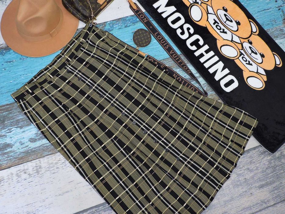 Fashion Rozpinana Spódnica krata guziki wiskoza  r 46