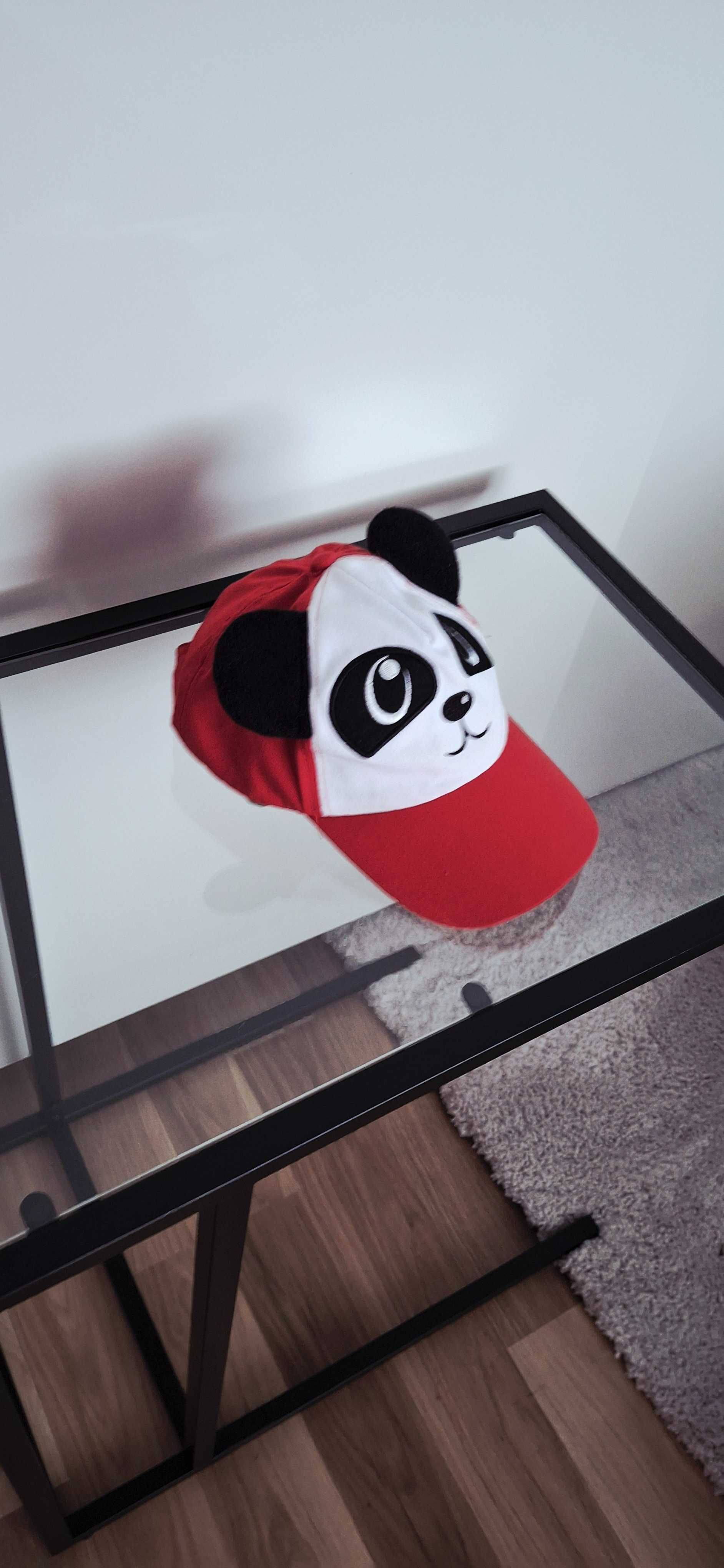 Czapka z daszkiem dla chłopca panda z uszkami 3-5 lat 53cm