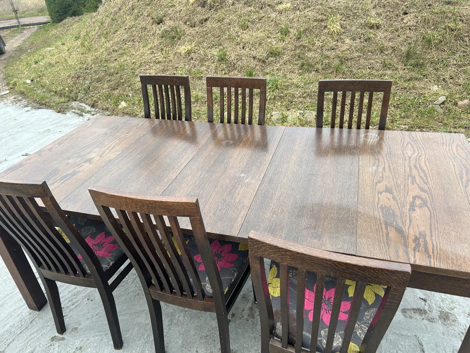 Stoł drewniany komplet