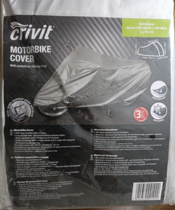 CRIVIT ochronny pokrowiec osłony na motocykl 235x80/60x128 Niemiecki