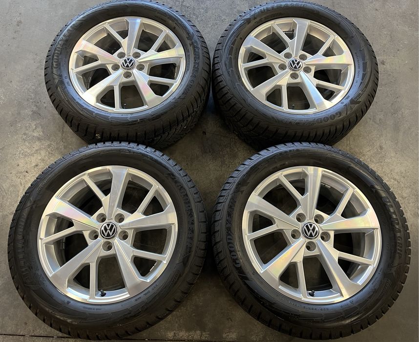 Koła Zimowe 18 VW Tiguan 235/55R18 Goodyear 5x112 Jak Nowe Oryginalne
