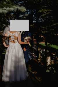 Suknia ślubna AMETYST oraz welon z kryształkami