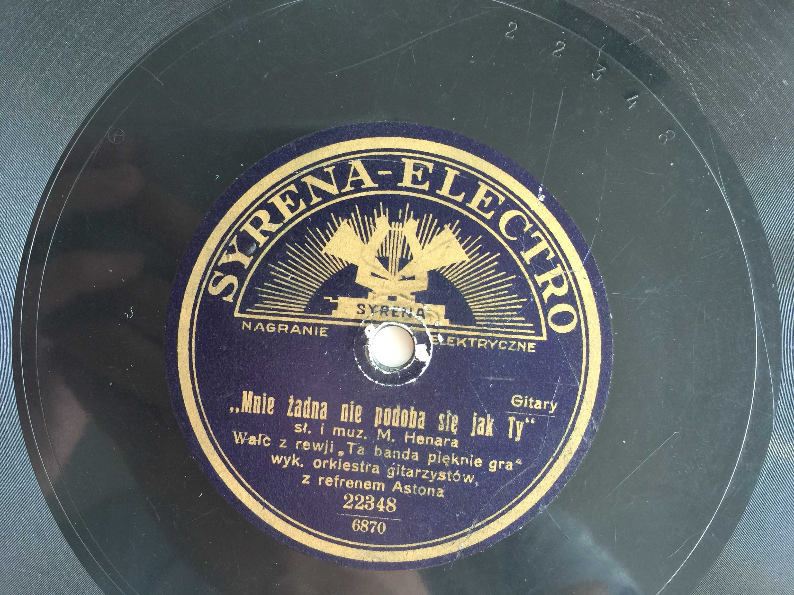 Płyty SZELAK Gramofon SYRENA-ELECTRO Przedwojenne Płyta POLSKA