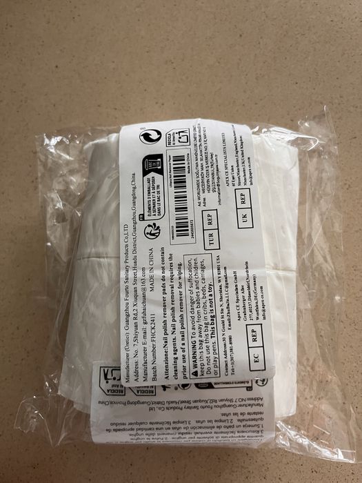 Toalhitas removedoras de verniz