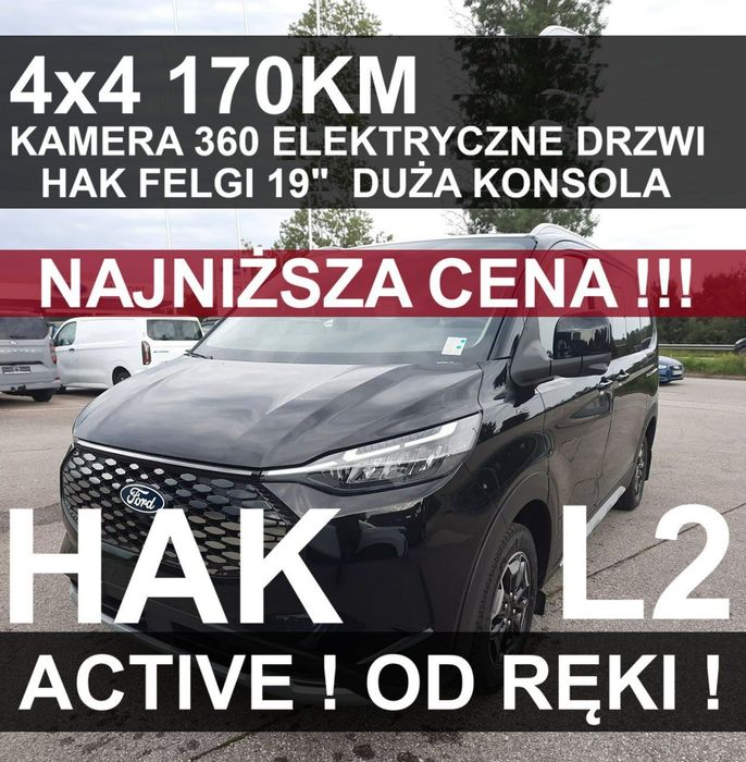 Ford Tourneo Custom L2 4X4 Active Kamera 360 Felgi 19" Elektr. drzwi Niska Cena 3349zł