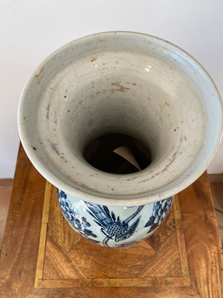 Jarra Antiga Porcelana China Azul Alta 45cm