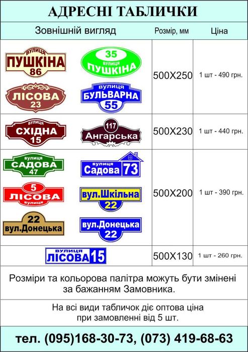 Все виды наружной и интерьерной рекламы.