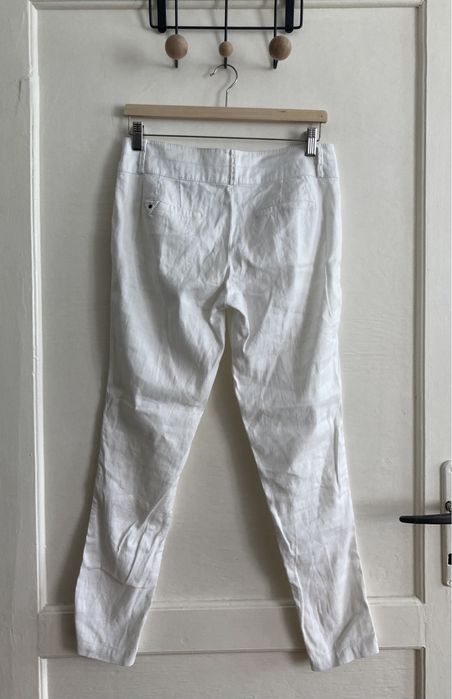 Spodnie białe proste len eleganckie