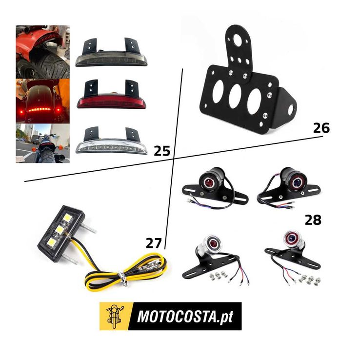 Farolins Traseiros - Suporte Matrícula e Piscas - MOTOCOSTA
