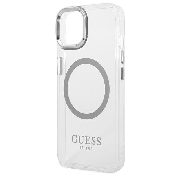 Etui na iPhone'a 14/15/13 6.1" Guess Metal Outline Magsafe Srebrne