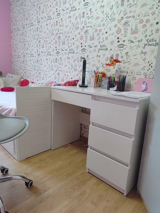NOWE Biurko Białe Do Biura Dla Dzieci Gamingowe Stolik 96 x 50 x 77 cm