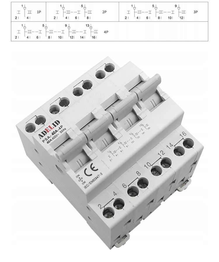 Автомат Перемикач живлення для генераторів Adelid 415 В IP20