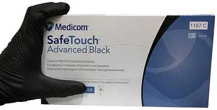 Рукавички нітрилові Medicom Black розмір S/M/L 50 пар чорні 5 г щільні