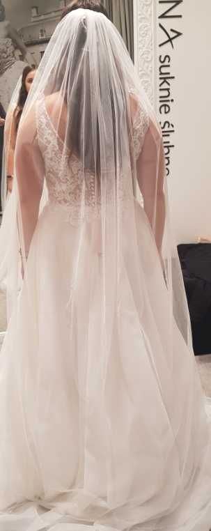 Suknia ślubna ivory + welon 180 cm, Sweetheart 11070
