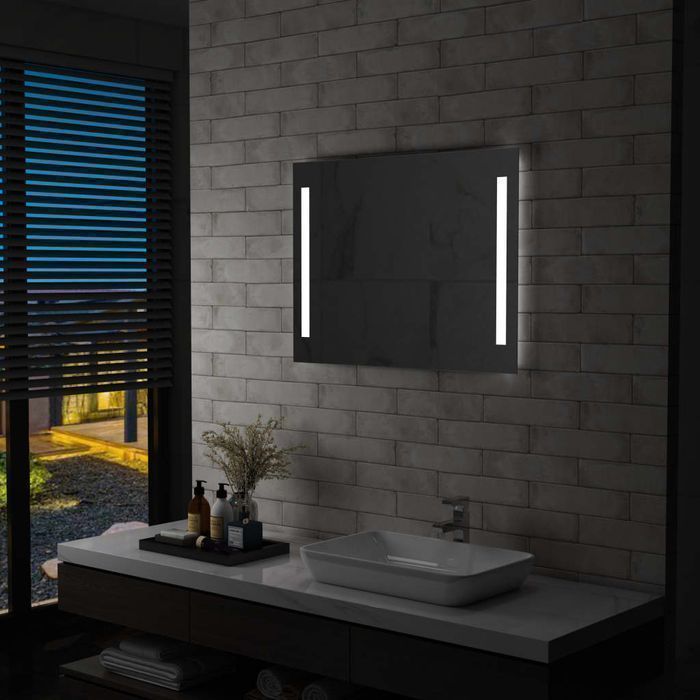 Lustro łazienkowe LED Vidaxl 80x60 cm srebrne z oświetleniem