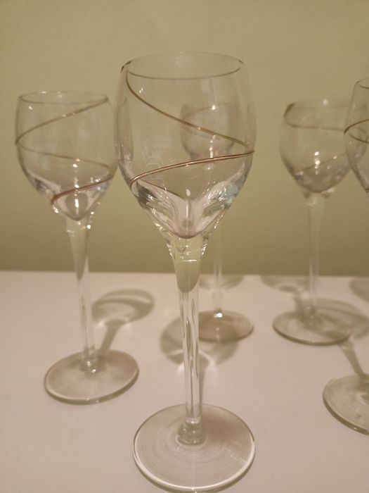 Kieliszki do likieru/ nalewek wina zlote stare Touch of Glass Romania
