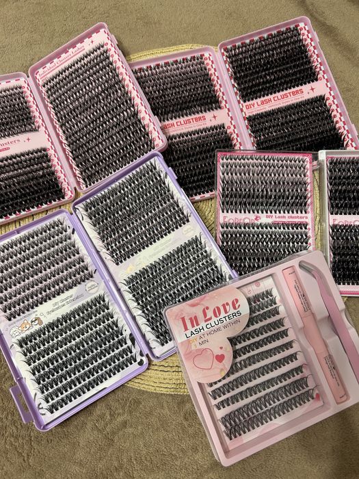 Вії (ресницы ) для самостійного нарощення, пучкові вії, клей для вій