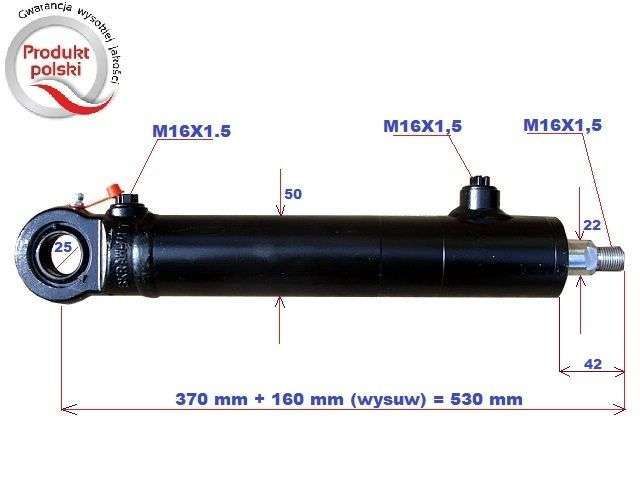 Siłownik cylinder hydrauliczny wysuw skok 160 mm - BIZON itp