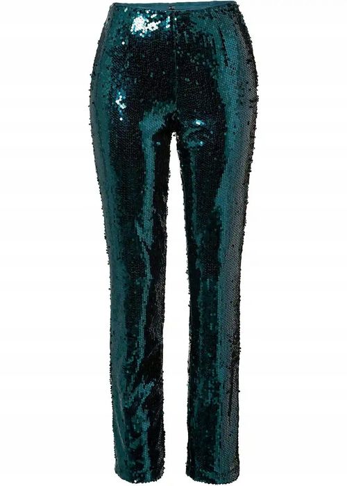 B.P.C spodnie cekinowe butelkowa zieleń 34.