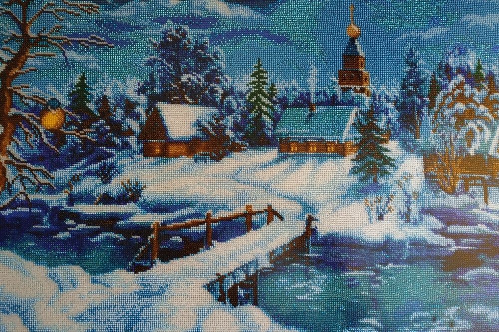 Вышитая бисером картина "Сказочная зима", вышиваю под заказ