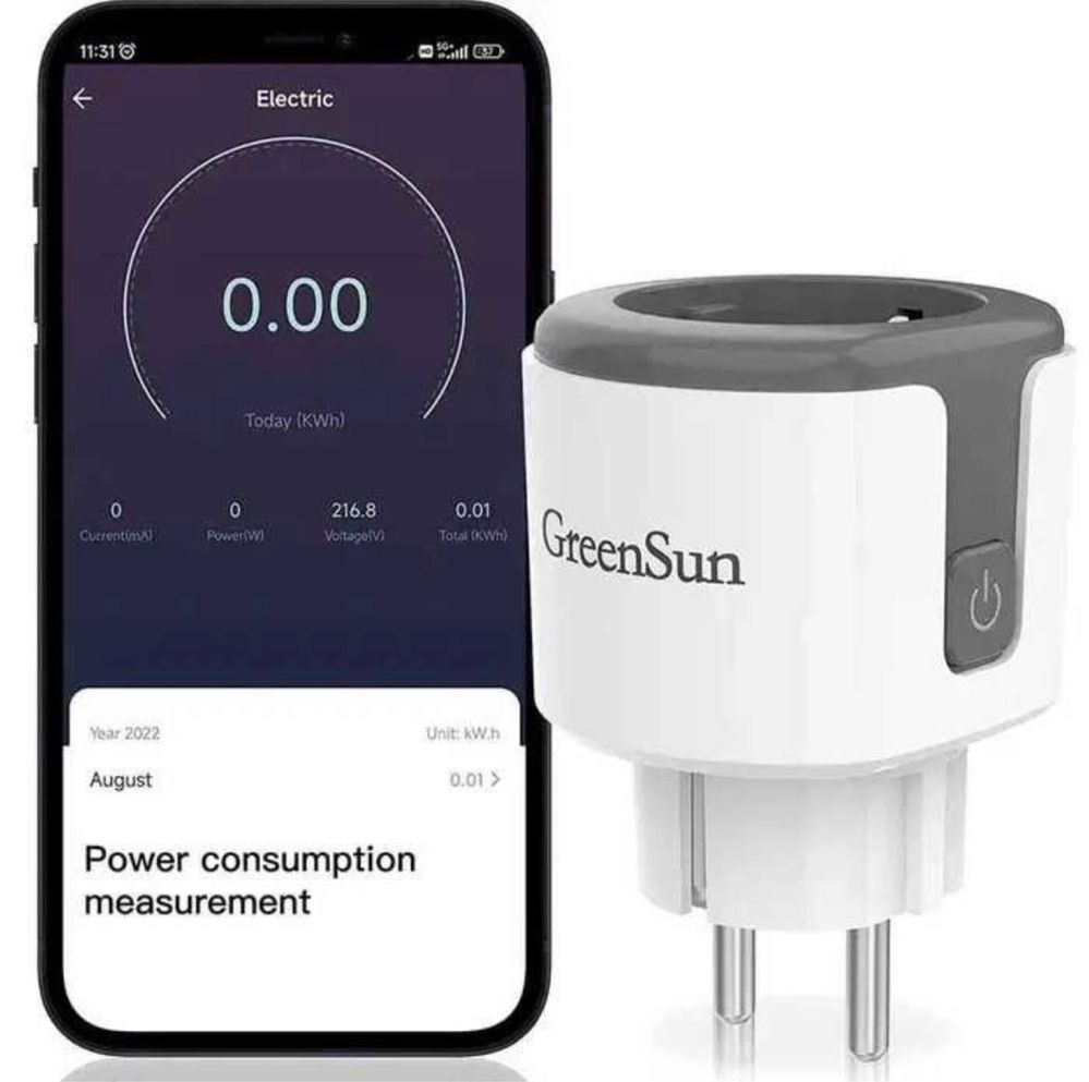 Розетка GreenSun WiFi, вимірювання енергоспоживання