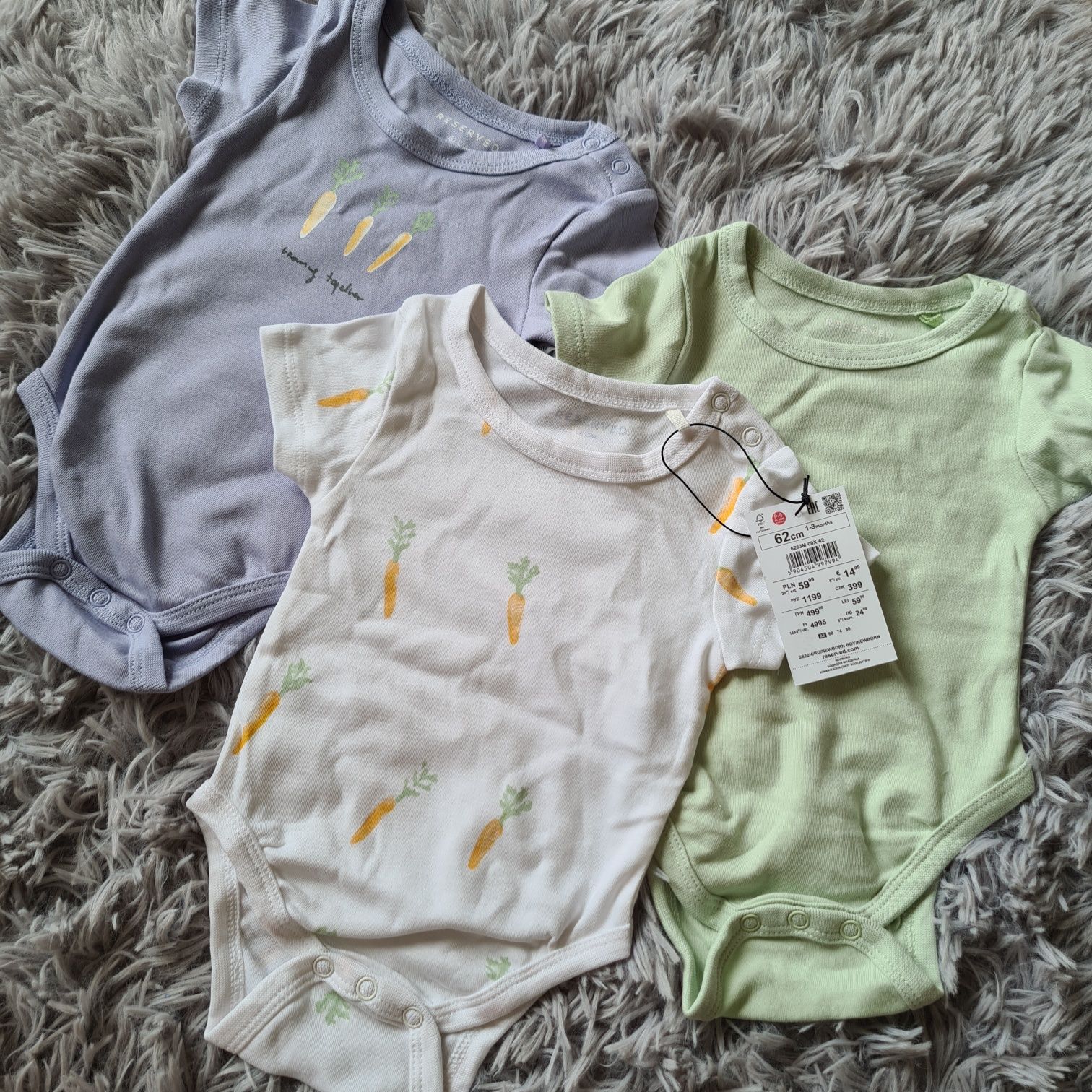 Body z krótkim rękawem 3 pack body 62 paczka ubranek reserved