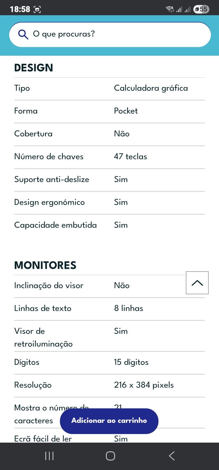 Calculadora gráfica fxCG50-Nova