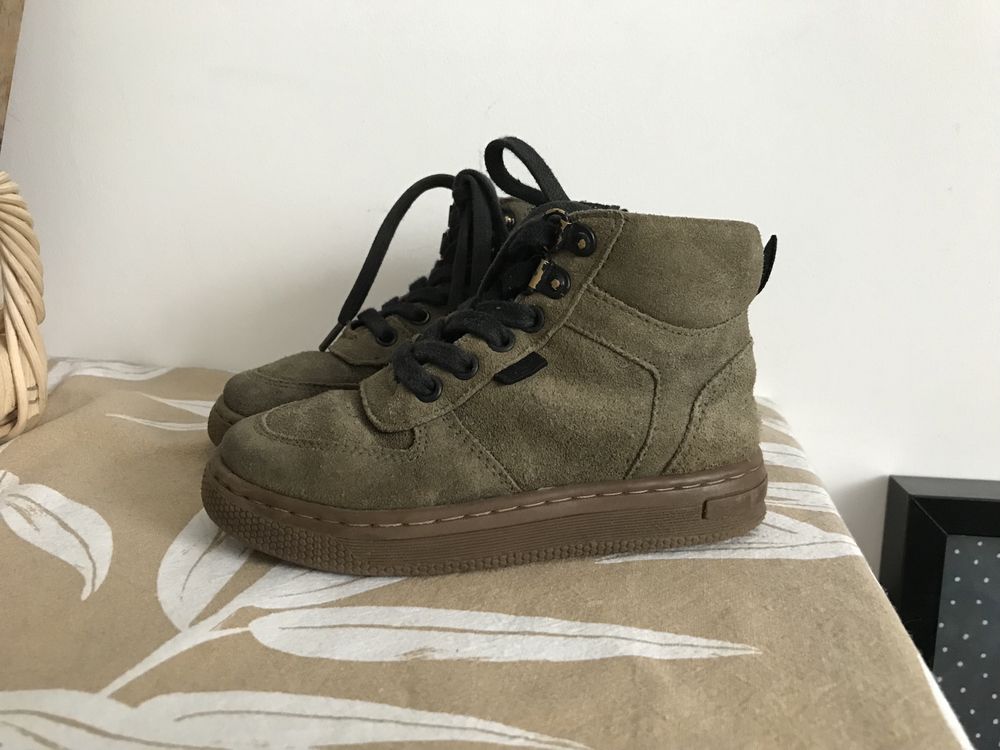 Buty za kostkę botki zamszone trzewiki Friboo leather khaki 26