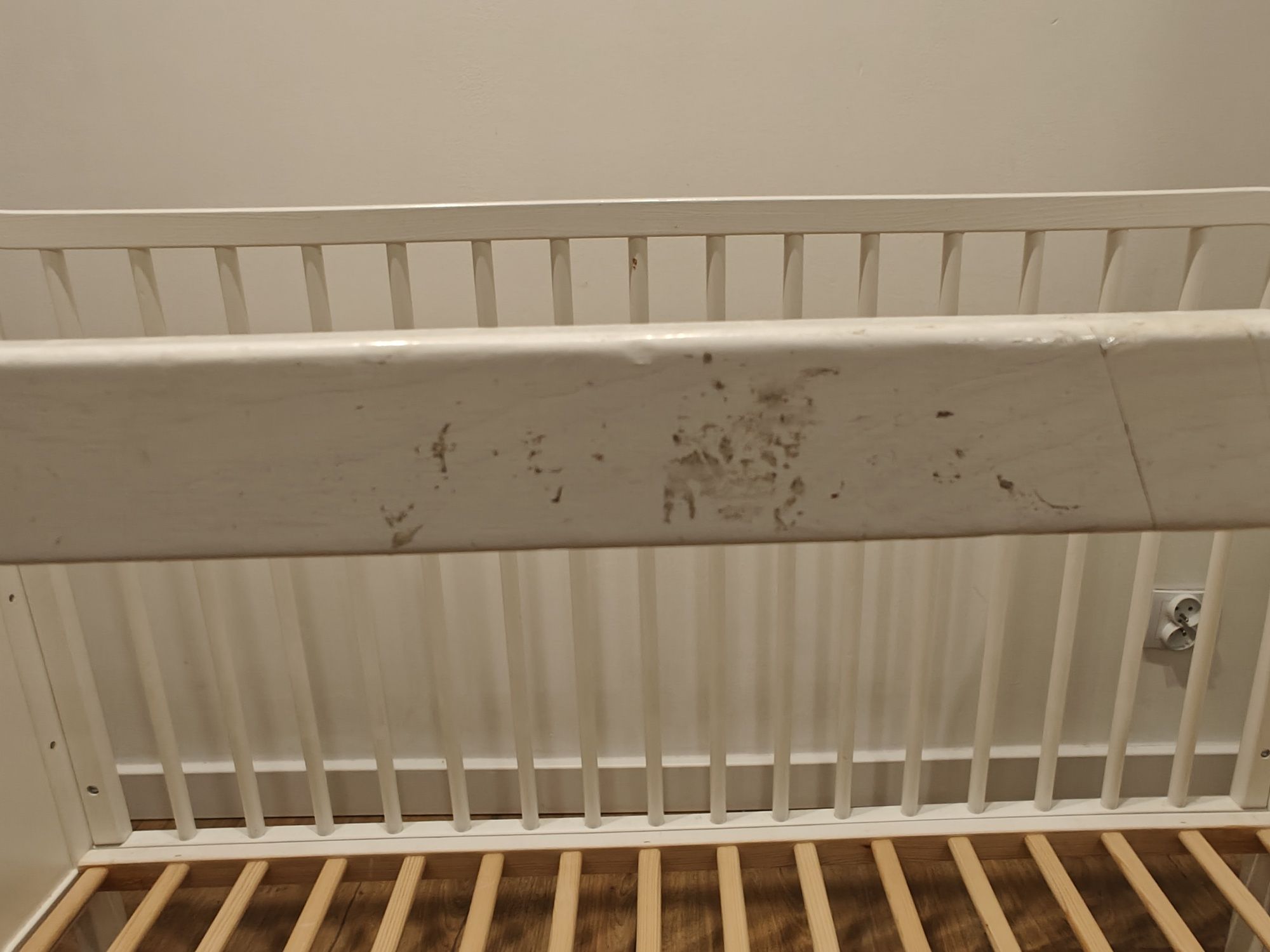 Łóżeczko drewniane białe 120x60 dla dziecka