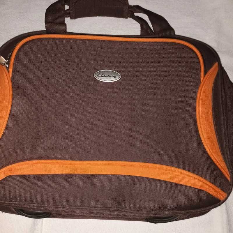 Torba na laptopa na ramię do ręki brązowa pomarańczowa
