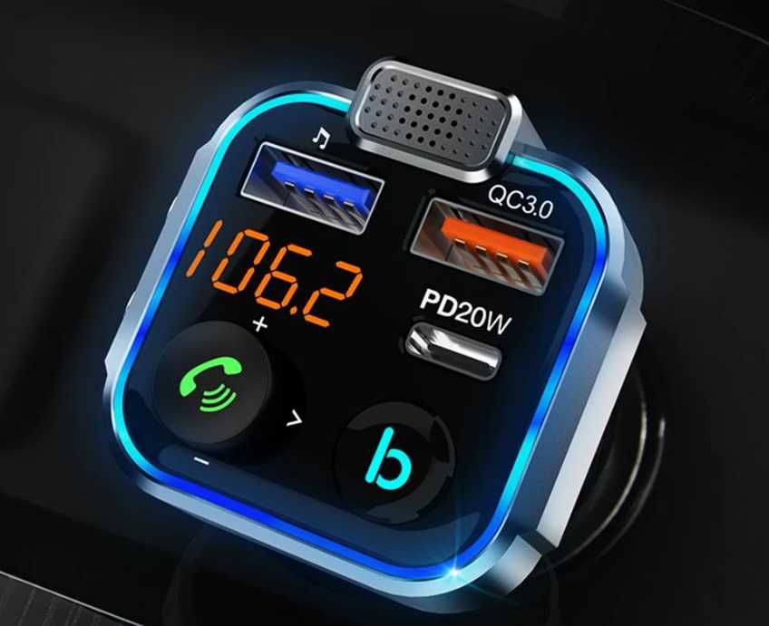 Transmiter samochodowy mp3 bluetooth zestaw głośnomówiący
