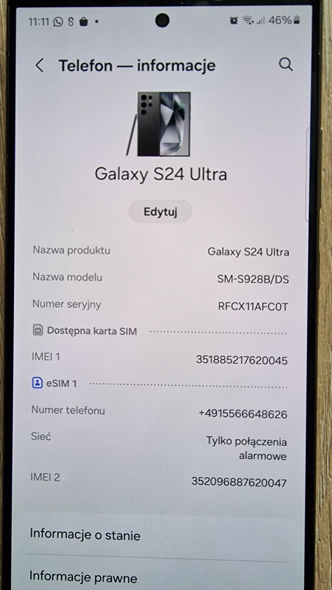 Galaxy S24 Ultra 12/256  nowy + oryginalne Etui Smart Viev