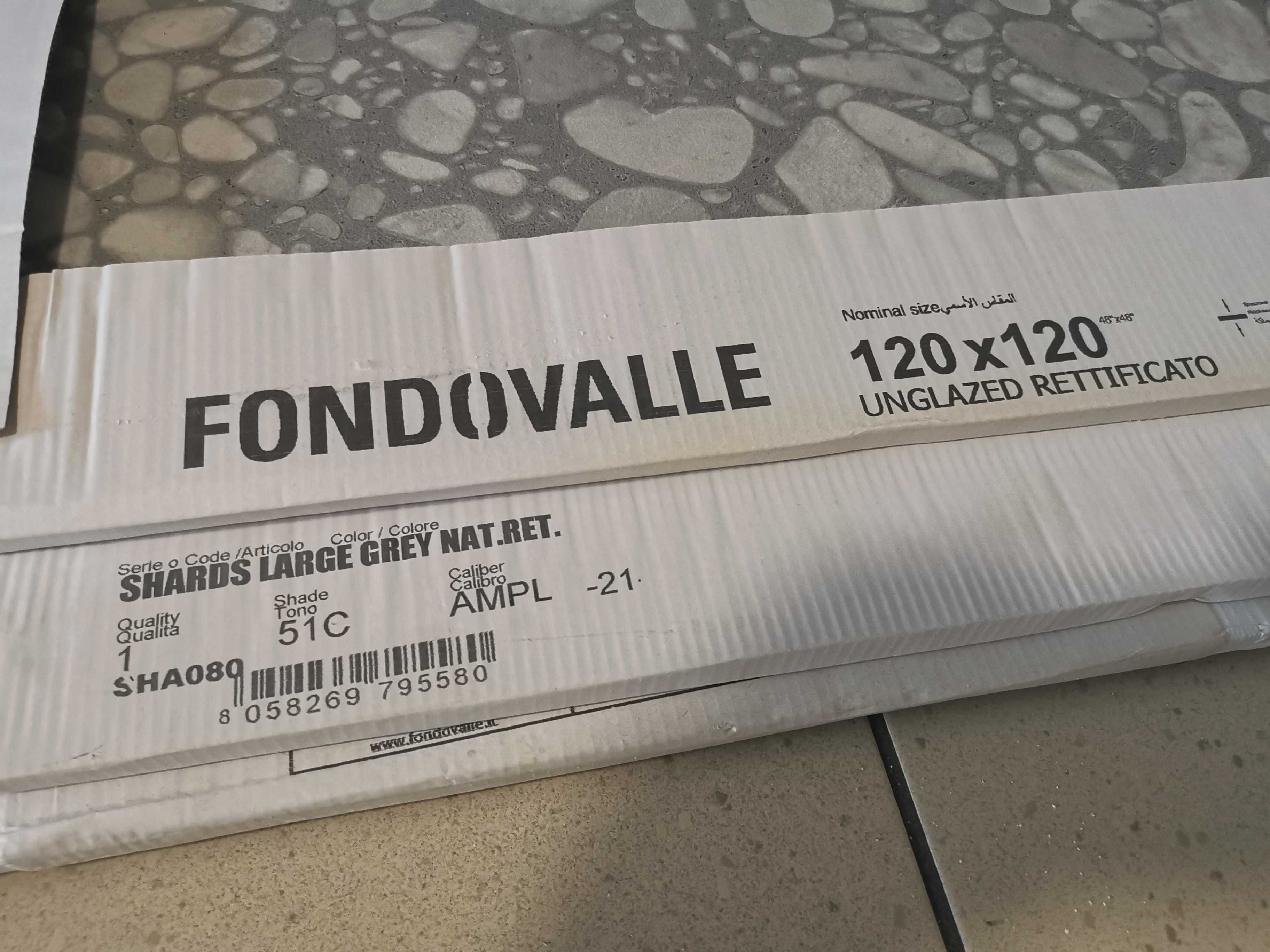 Fondovalle Shards 8,64m2 włoskie płytki 120x120cm, 6 sztuk + fragmenty
