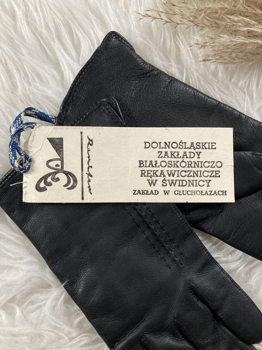 Rękawiczki skórzane PRL czarne klasyczne 1989 rok