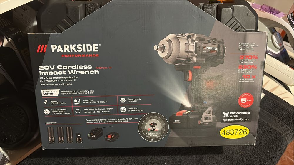 Chave de Impacto Parkside Performance - 20v NOVA
