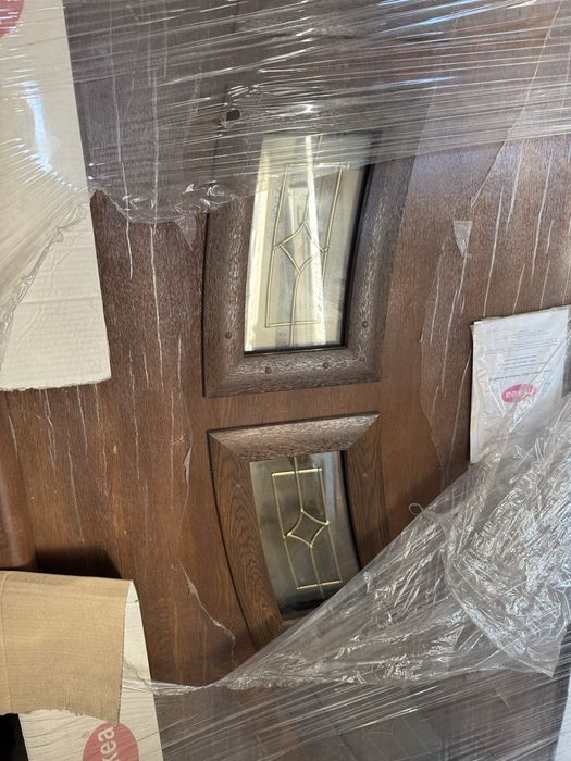 drzwi zewnętrzne, metalowe Mikea 90 ocieplane Lima orzech