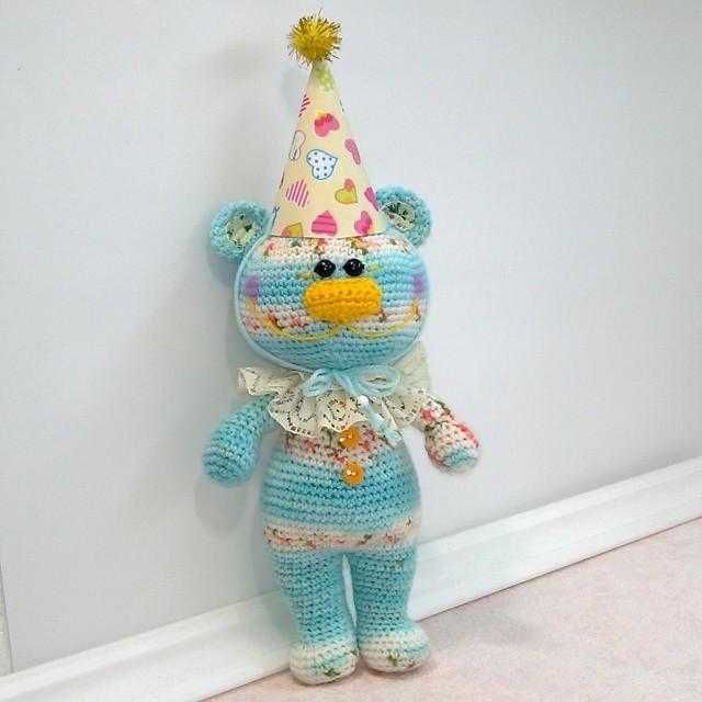Новая вязаная Мягкая игрушка Prezzzent_ Мишка Улыбашка Hand Made 35 см